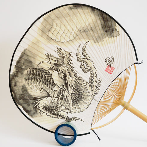 【数量限定デザインコラボ】房州うちわ 大万月型「龍神」