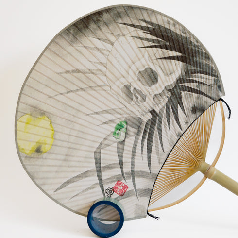 【数量限定デザインコラボ】房州うちわ 大万月型「髑髏」