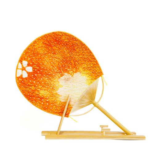 【絞り】房州うちわ 玉子型「雪花」