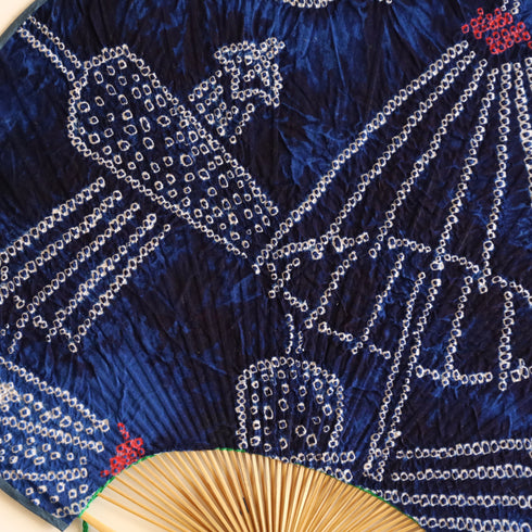 【絞り】房州うちわ 特大和型「藍傘」