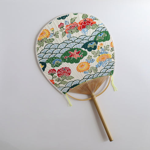 房州うちわ 玉子型「紅型模様」