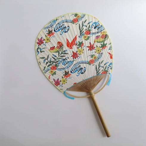 房州うちわ 玉子型「花鳥風」